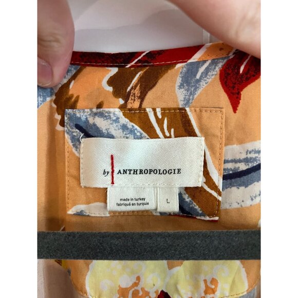 Anthropologie Somerset Tiered Mini Botanical Floral Dress Peach Blue Size‎ Large - Picture 5 of 8